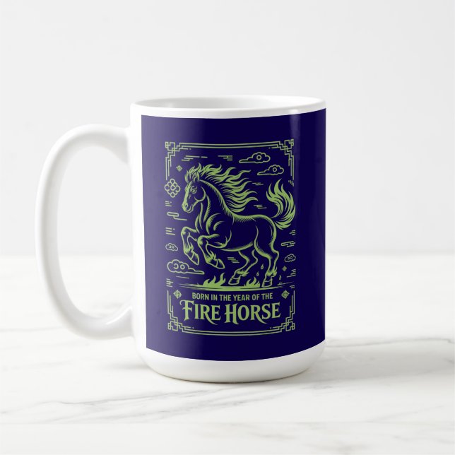 60. Geburtstag Feuerpferd Chinesisches Sternzeiche Kaffeetasse (Links)