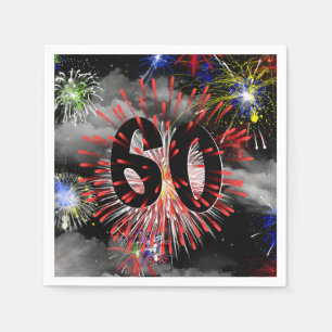 60. Geburtstag Feuerwerk in Wolken Napkins Serviette