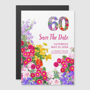 60. Geburtstag Floral Modern 60 Jahre Termin vorme Magneteinladung