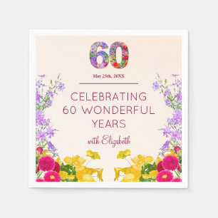 60. Geburtstag floral moderne 60 Jahre Party elega Serviette