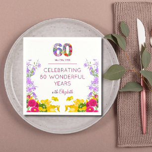 60. Geburtstag floral moderne 60 Jahre Party elega Serviette