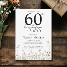 60. Geburtstag Florale Elegante Schrift Geburtstag