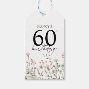 60. Geburtstag Florale elegante Schrift Geschenkanhänger