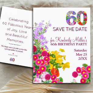 60. Geburtstag florale moderne 60 Jahre Party Ankündigungspostkarte