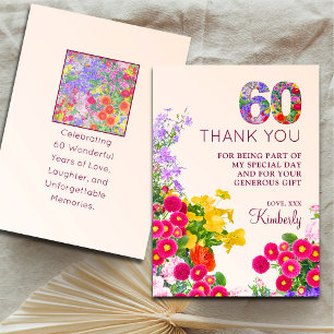 60. Geburtstag florale moderne 60 Jahre Party Dankeskarte