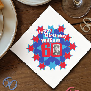 60. Geburtstag Foto und Name Red Star Servietten