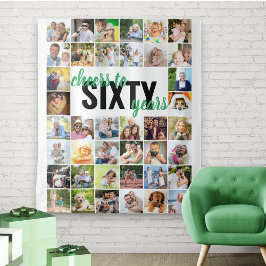 60. Geburtstag freut sich auf 60 Jahre 40 FotoColl Wandteppich