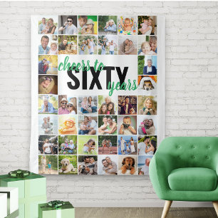 60. Geburtstag freut sich auf 60 Jahre 40 FotoColl Wandteppich