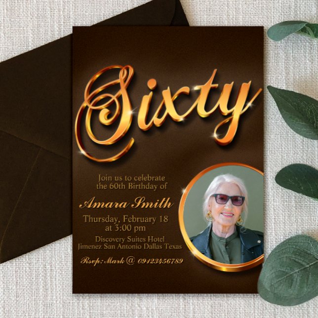 60. Geburtstag für Frau mit Bild Einladung (Von Creator hochgeladen)