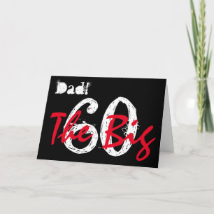 60. Geburtstag für Papa, rot, weißer Text auf schw Karte