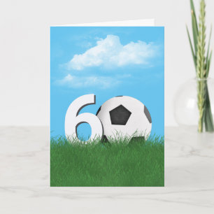 60. Geburtstag Fußball-Ball in Grüngras Karte