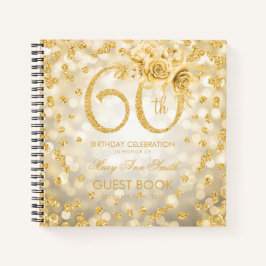 60. Geburtstag Gästebuch Gold Glam Lights Notizbuch