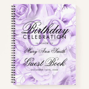 60. Geburtstag Gästebuch Party Floral Lila Notizbuch