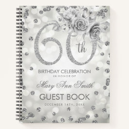 60. Geburtstag Gästebuch Silver Glam Light Notizbuch