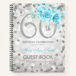 60. Geburtstag Gästebuch Silver Glam Lights Aquama Notizbuch