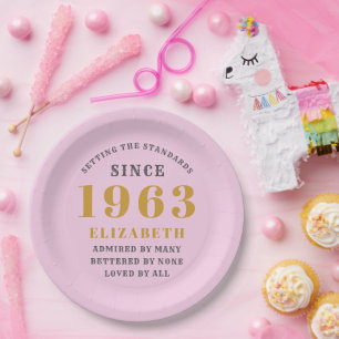 60. Geburtstag Geboren 1963 Name Rosa Grau hinzufü Pappteller