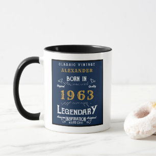 60. Geburtstag Geboren 1963 Retro Legend Blue Gold Tasse