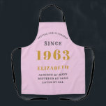 60. Geburtstag Geboren 1965 Pink Gray Lady's Schürze<br><div class="desc">Feiern Sie einen 60. Geburtstag mit dieser atemberaubenden rosa und grauen Schürze! Passen Sie diese einmalige Schürze mit Ihrer eigenen Touch an, indem Sie den Namen, das Alter, das Lieblingsangebot oder was auch immer Sie gewollt haben! Es ist das perfekte personalisierte Geschenk für Ihren Liebsten. Ob sie ein Amateur-Koch sind...</div>