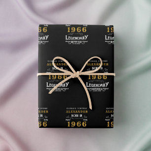 60. Geburtstag Geboren 1966 Legende Vintage Schwar Geschenkpapier Set