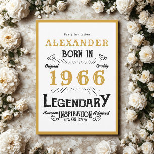 60. Geburtstag Geboren 1966 Weiß Gold Legende Einladung