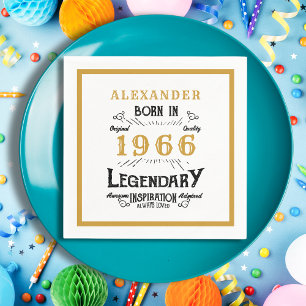 60. Geburtstag Geboren 1966 Weiß Gold Legende Serviette