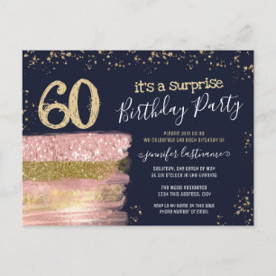 60. Geburtstag Glitter-Kuchen Überraschungsparty P Postkarte