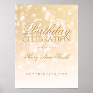 60. Geburtstag Gold Bokeh Sparkle Lights Poster