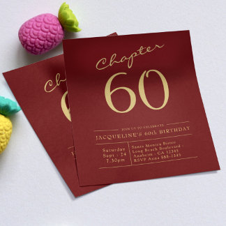 60. Geburtstag Gold Burgund Budget Einladung Flyer