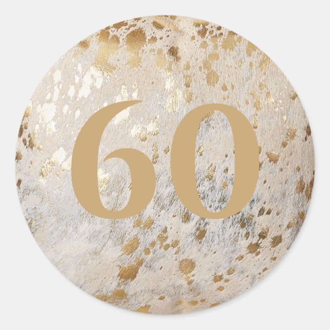 60. Geburtstag Gold Cowhide Modern Runder Aufkleber (Vorderseite)
