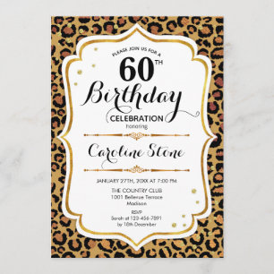 60. Geburtstag - Gold Leopard Print Einladung