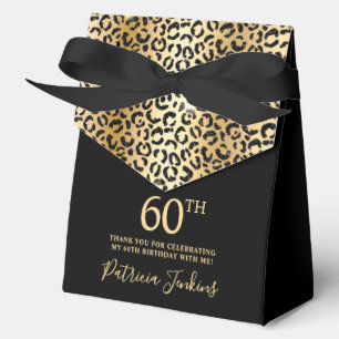 60. Geburtstag Gold Leopardendruck Danke Geschenkschachtel