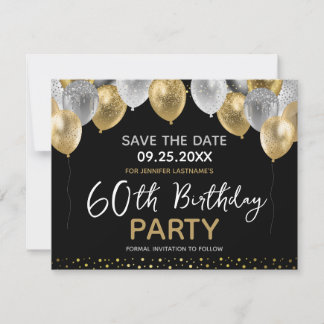 60. Geburtstag Gold und Schwarz Einladung