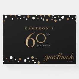 60. Geburtstag goldene Konfetti und schwarz person Gästebuch