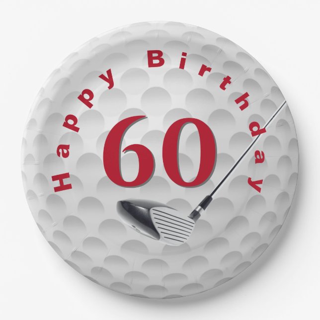 60. Geburtstag Golf Ball Design Paper Plate Pappteller (Vorderseite)