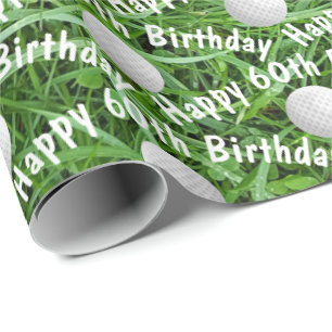 60. Geburtstag Golf Balls auf Gras Geschenkpapier