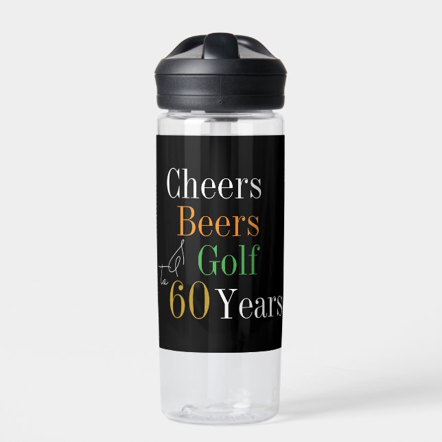 60. Geburtstag Golf Cheers Beers Trinkflasche (Vorderseite)