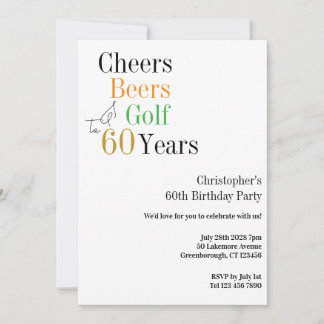 60. Geburtstag Golf Cheers Biere Minimal Einladung