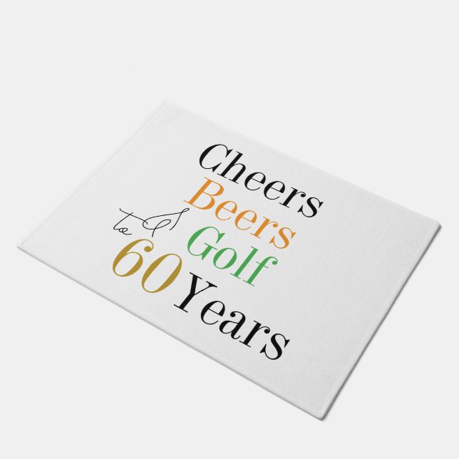60. Geburtstag Golf Cheers Biere Minimal Fußmatte (Schrägansicht)