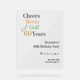 60. Geburtstag Golf Cheers Biere Minimaler Empfang Acrylschild