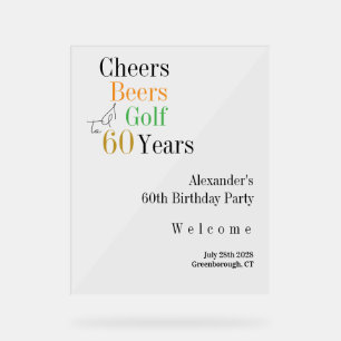60. Geburtstag Golf Cheers Biere Minimaler Empfang Acrylschild