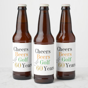 60. Geburtstag Golf Cheers Biere Minimales Party Bierflaschenetikett