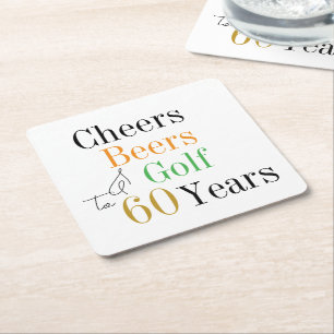 60. Geburtstag Golf Cheers Biere Minimales Party Rechteckiger Pappuntersetzer