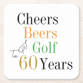 60. Geburtstag Golf Cheers Biere Minimales Party Rechteckiger Pappuntersetzer