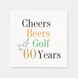 60. Geburtstag Golf Cheers Biere Minimales Party Serviette