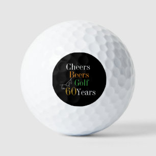 60. Geburtstag Golf Cheers und Biere Black and Gol Golfball