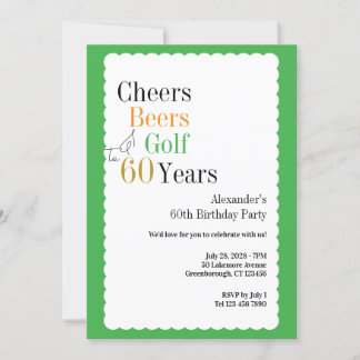 60. Geburtstag Golf Cheers und Biere Green Einladung