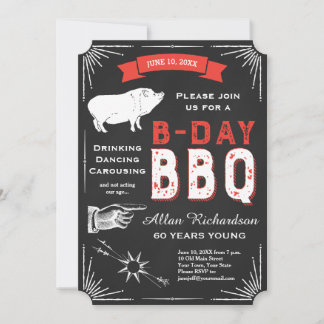 60. Geburtstag GRILLEN Party Chalkboard USA Vintag Einladung
