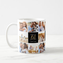 60. Geburtstag gutes Gold schwarzes Foto Collage C Kaffeetasse