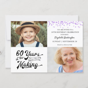 60. Geburtstag im MAKING Lila Confetti Einladung