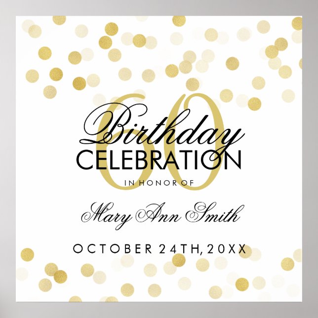 60. Geburtstag Imitate Gold Foil Glitzer Lights Poster (Vorne)